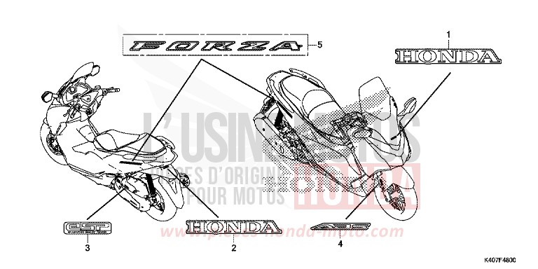 MARK/EMBLEM (NSS125DF/ADF/ADH) for Forza 125 MAT CYNOS GRAY METALLIC (NH312N) from 2017